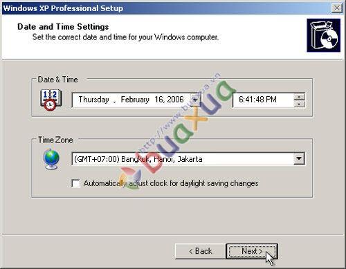 Cài đặt ngày giờ cho Windows XP