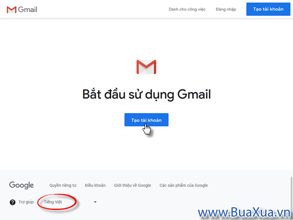 Trang web đăng ký và sử dụng Gmail miễn phí