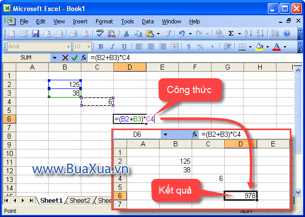 Cách tạo các công thức phức tạp trong Excel 2003