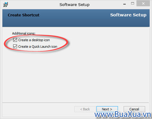 Hộp thoại Create Shortcut tạo các biểu tượng của chương trình phần mềm trên màn hình Desktop
