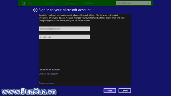 Nhập địa chỉ Email và mật khẩu tài khoản Microsoft của bạn