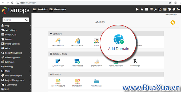 Nhấn vào nút Add Domain để tạo một tên miền mới cho trang web của bạn