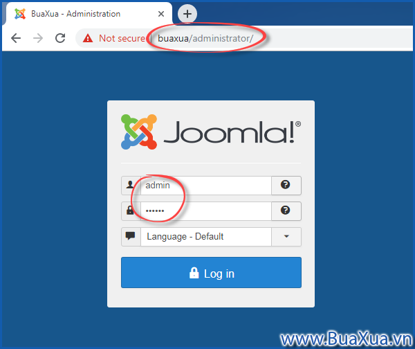 Trang đăng nhập vào phần quản trị trang web Joomla! của bạn