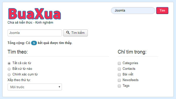 Cách tạo chức năng tìm kiếm - Search cho trang web Joomla!
