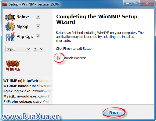 Cửa sổ Completing the WinNMP Setup Wizard