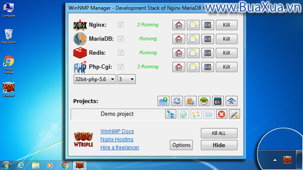Bảng điều khiển WinNMP Manager 