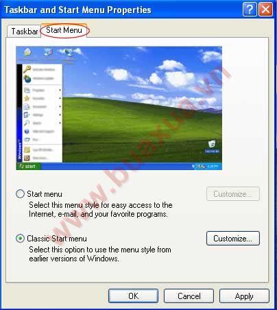 Thay đổi Start Menu trở lại như Windows 98 (Classic Menu)