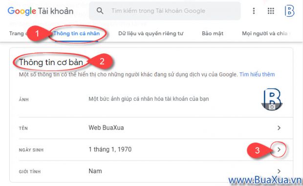Cách thay đổi ngày sinh trong tài khoản Google