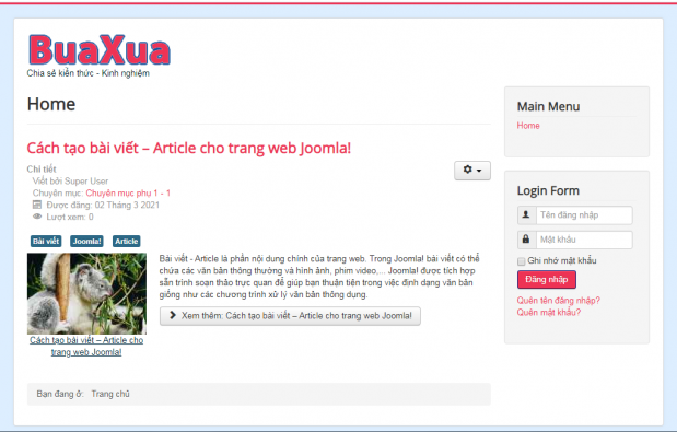 Trang web Joomla! đã được chuyển sang tiếng Việt