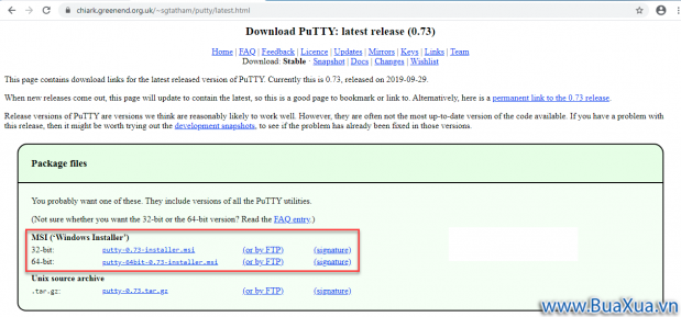 PuTTY được phát hành trên Windows 32-bit và 64-bit