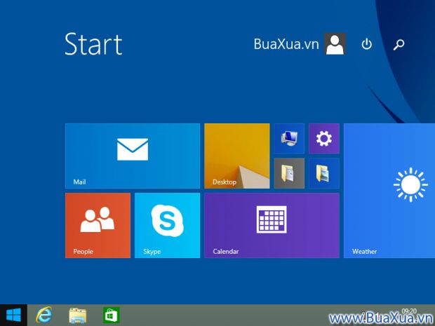 Màn hình Start Menu của Hệ điều hành Windows 8