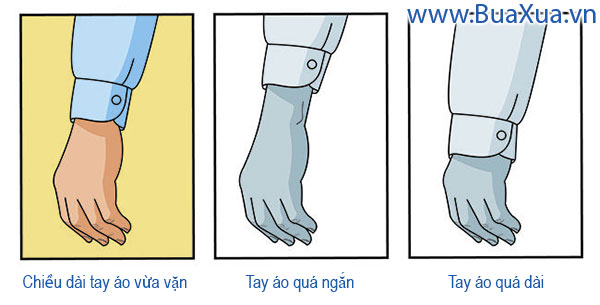 Độ dài của ống tay áo phải kết thúc ở chỗ bắt đầu của ngón cái mới cân đối