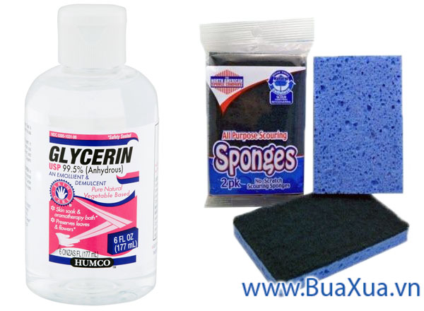 Glycerin và miếng bọt biển