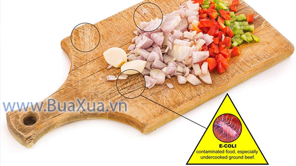  Trên bề mặt một chiếc thớt có thể chứa rất nhiều vi khuẩn