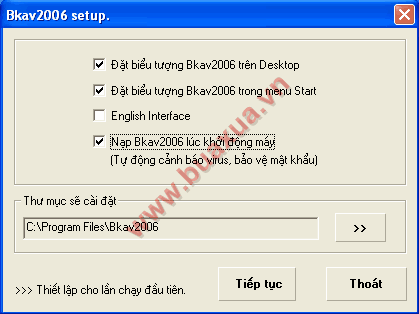 Tùy chỉnh các thiết lập khi cài đặt BKAV