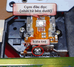 Tìm biến trở chỉnh công suất của đầu đọc