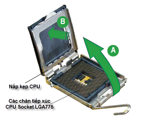 Mở nắp kẹp cpu socket lga775