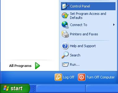Truy cập vào Control Panel cưa Windows XP