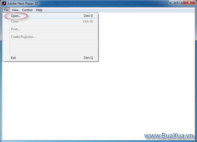 Cửa sổ của chương trình Adobe Flash Player