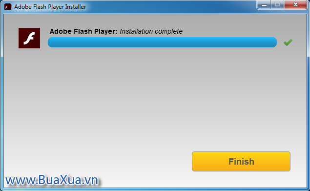 Nhấn Finish để kết thúc việc cài đặt Adobe Flash Player