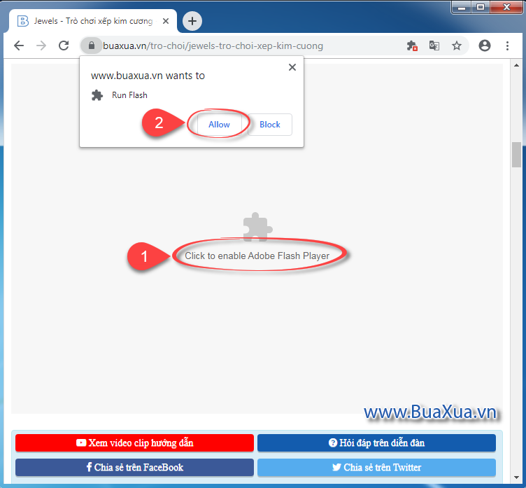  Cho phép hiển thị nội dung Flash trên trình duyệt web Google Chrome
