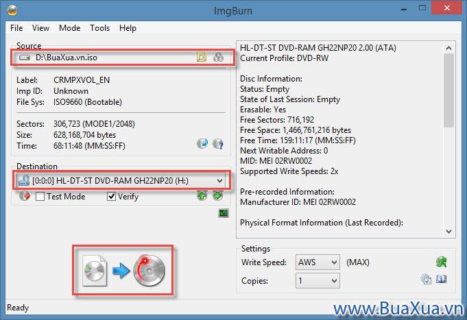 Write image file to disc – Ghi tập tin ảnh ra dĩa