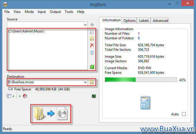 Create image file from files/folders - Tạo tập tin ảnh từ các tập tin và thư mục