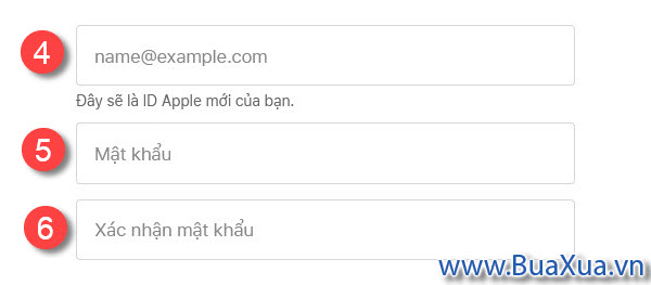 Nhập địa chỉ Email của bạn và tạo mật khẩu