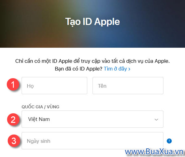 Nhập thông tin của bạn