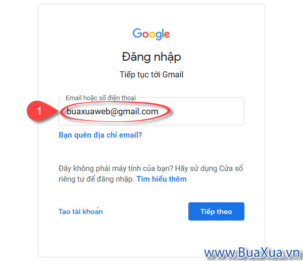 Đăng nhập vào hộp thư Gmail của bạn