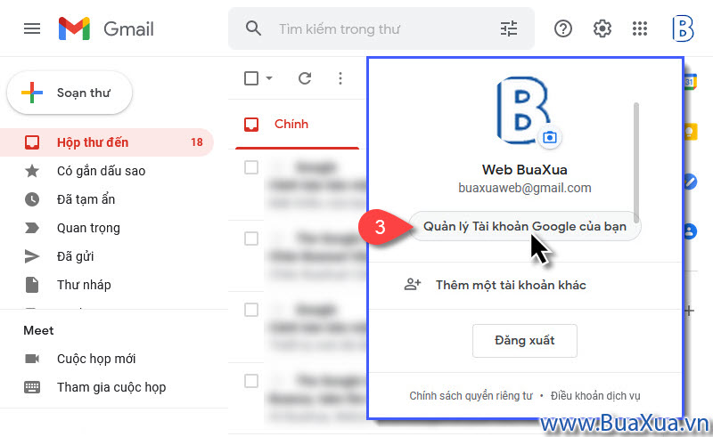 Nhấn vào Quản lý tài khoản Google của bạn