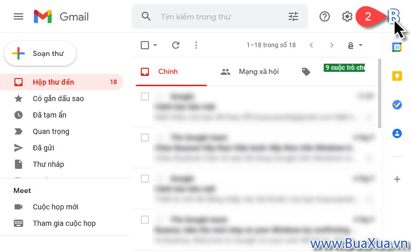 Nhấn vào biểu tượng tài khoản Google