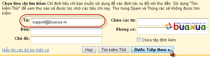Lọc thư được gửi từ một địa chỉ email