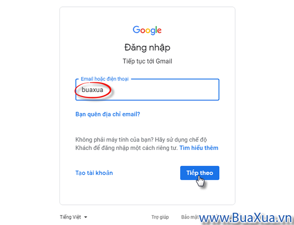 Đăng nhập vào hộp thư Gmail