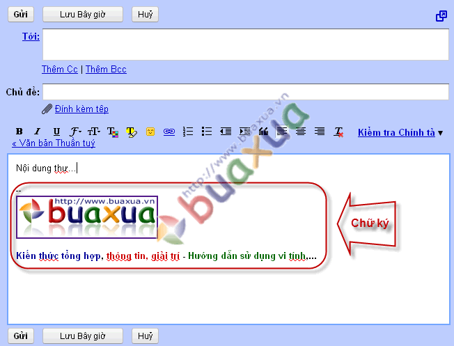 Chữ ký ở phía dưới phần nội dung của thư