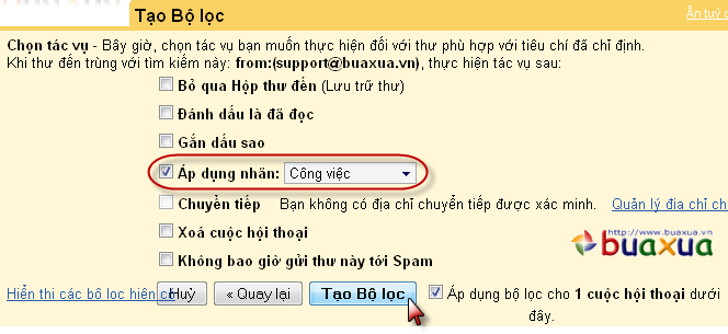 Áp dụng nhãn