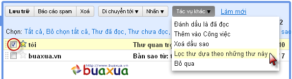 Lọc thư dựa theo những thư này