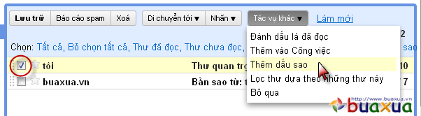 Thêm dấu sao