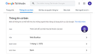 Cách thay đổi thông tin cá nhân cho tài khoản Google