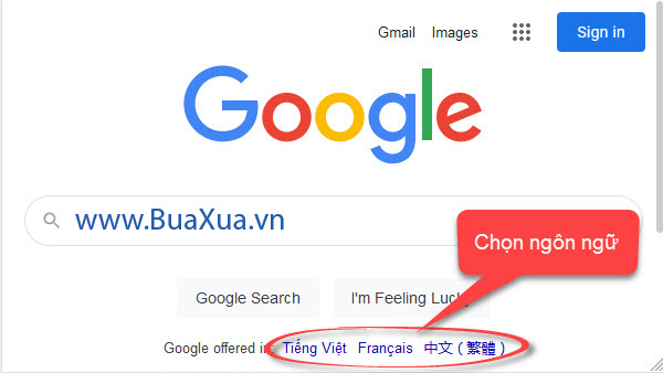 Nhấp chuột vào tên của ngôn ngữ để thay đổi