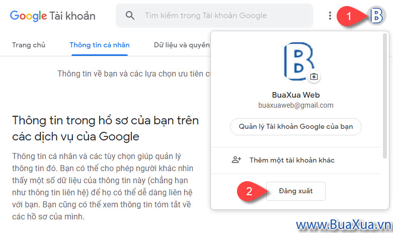 Đăng xuất tài khoản Google của bạn