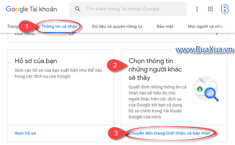 Cách thêm các thông tin giới thiệu về bạn trong tài khoản Google