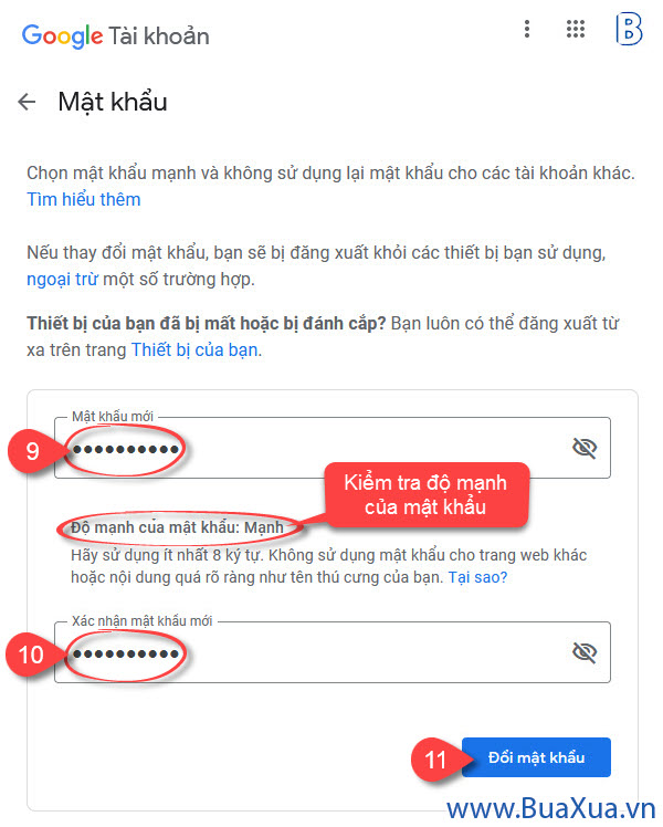 Đặt mật khẩu mới