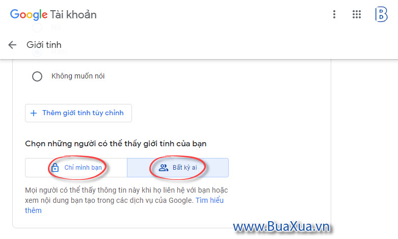 Ẩn hoặc hiện các thông tin riêng tư của bạn trên tài khoản Google
