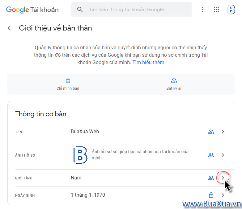 Cách ẩn hoặc hiện các thông tin riêng tư của bạn trên tài khoản Google