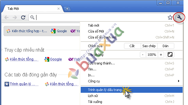 Chỉnh sửa trang web đã được đánh dấu lưu địa chỉ