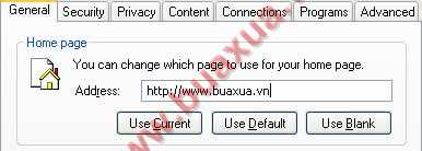 Thiết lập trang chủ cho Internet Explorer