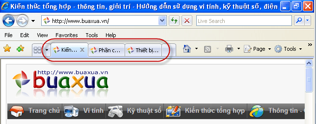Mỗi Tab được sử dụng như một cửa sổ riêng biệt