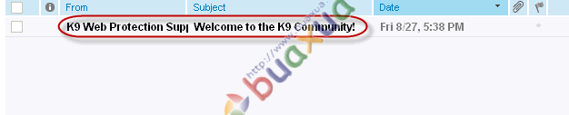 Email chứa mã số sử dụng