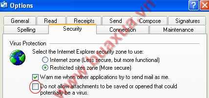 Cho phép Outlook Express nhận các Email có đính kèm File